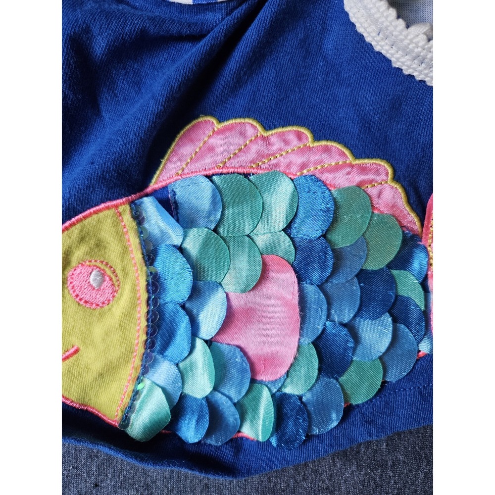 Baby‎ Girls Rare Editions Blue Embroidered Fish Tank 3-6M - Picture 3 of 4